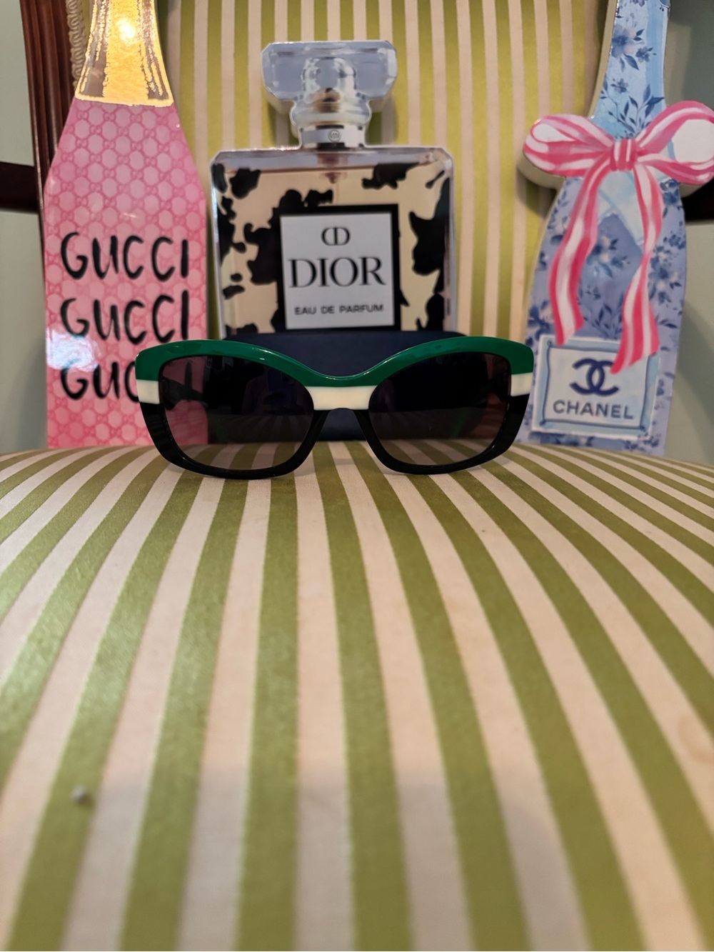 Prada Green and Black Cat-Eye Sunglasses